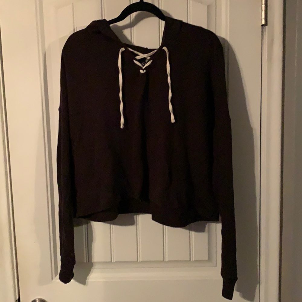 Cropped black hoodie